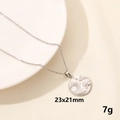Silberne Retro-Edelstahl-Halskette mit Sonne und Mond Anhänger 23x21mm Schmuck - Himmlisches Medaillon / Silber