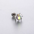 Orecchino a perno in titanio con design a ragno e cristallo cangiante a forma di cuore - Stile Ragno Iridescente a Cuore (A116-5#) / Pezzo Singolo