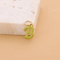 Golden titanium steel letter B pendant with light green enamel finish for DIY jewelry - Enamel Letter-B