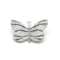 Silver frosted stainless steel butterfly brooch with embedded clear rhinestones - Hammered Butterfly Style (PX020) / Silver (PX020)