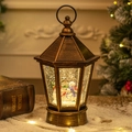Bronzene Weihnachtsaterne im Vintage-Stil mit Schneemannfamilie und LED-Glitzerschnee - Schneemann-Familie