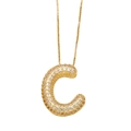 Vergulde letter C hanger ketting met zirkonia steentjes en een fijne box ketting - Letter C
