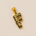 Goldener Anhänger Buchstabe F mit schwarzer Einlage und 18k Goldbeschichtung für Damen - Buchstabe F Anhänger