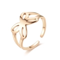 Rose gold adjustable butterfly open ring in stainless steel for women on white background - Adjustable Open / Hollow Butterfly Style (切割戒-12)