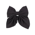 Classic large black fabric bow hair clip in solid color for women and girls - Black