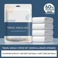 Three-piece disposable travel bedding set with white thickened sheet and duvet cover - Solid Color Single Set (3 Pcs)
