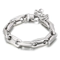 Poliertes silbernes Gliederkettenarmband aus Edelstahl mit Karabinerverschluss - KB149420-Z / Silber