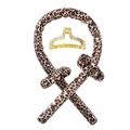 Leopard print heatless hair curler set with satin ribbon and matching yellow hair claw clip - Curling Rod + 2 Scrunchies + 1 Clip / Leopard Print