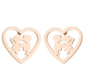 Rose gold hollow heart stud earrings featuring a romantic couple silhouette design - Lovers Silhouette / Rose Gold