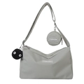 Minimalist light grey waterproof nylon crossbody bag with small coin purse and strap - With Pendant / Green
