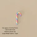 Miniature rainbow polymer clay candy cane decoration for Christmas DIY projects - No.88 - 4.7cm Colorful Large Candy Cane
