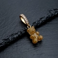 Sparkly gold gummy bear pendant with glitter resin and zircon pavé hook for necklaces - Glitter Star Yellow