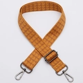 Adjustable wide houndstooth bag strap in yellow and brown with metal buckles - No. 334 Gunmetal Hook