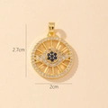 Gold-plated Eye of Horus pendant with blue cubic zirconia measuring 2.7cm by 2cm - Gold Paved Zirconia Evil Eye Style (38)