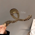 Amber 13.5cm translucent resin shark hair claw clip for thick hair styling - Lines Smoke Grey-13cm