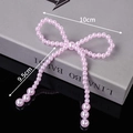 Pink pearl beaded bow cake topper decoration with tassels for party and dessert - Bow Pearl Chain Pink