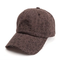 Close-up of distressed leopard print baseball cap with vintage frayed edges and cotton texture - Adjustable / Coffee