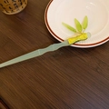 Bamboo style green jade faux hair stick with leaves in a traditional Chinese aesthetic - Bamboo Leaf Acrylic Hair Stick