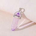 Natural purple amethyst hexagonal prism crystal pendant with silver metal clasp - Light Amethyst