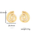 18K gold plated stainless steel spiral swirl earrings for women with minimalist curved design - Gold