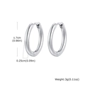Polished silver stainless steel hoop earrings with 1.7cm diameter and 0.25cm thickness - 2.5*17mm / Silver