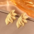 Orecchini a perno vintage in acciaio al titanio placcati oro 18K a cuore e foglia - Oro E-191/Piuma Intrecciata