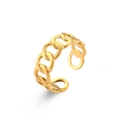 Minimalist 18K gold plated stainless steel open ring with a vintage chain link design - Simple Single Row Chain Open Ring