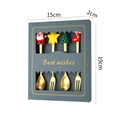Set posate natalizie 4 pezzi in acciaio dorato con ciondoli a fumetti in confezione regalo - Statuette In Acciaio Inossidabile/silicone / 2 Cucchiai 2 Forchette/Scatola Verde / Natale 2 Cucchiai 2 Forchette (scatola Verde)