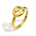 Minimalistische 18K vergulde ring met spiraalvormig ontwerp en getextureerde ringband - US 6 / Kleine Spiraal Gezicht Dunne Stijl