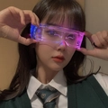 Cyberpunk LED glowing glasses with purple and blue gradient light for party rave - Multicolor Fast Flash