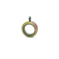 Rainbow-colored round glass locket pendant with stainless steel frame on white background - 20mm Multicolor - Screw Open