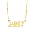 Collier année de naissance 1997 plaqué or avec chiffres gothiques en acier inoxydable - 1997