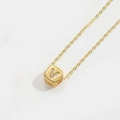 Chic gold square pendant necklace featuring a micro-inlaid zircon letter V design - Letter V (XL3420)