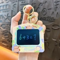 Cute cartoon Capybara keychain with digital screen and golden metal lobster clasp. - Writing Board - Blue