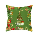Detail of Christmas pillowcase with tree design and Merry Christmas lettering - Decorated Tree Wishes - Green