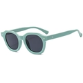 Fashionable mint green square round frame sunglasses with dark lenses and gold rivets - Light Green Frame Grey Lens