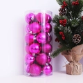 Lot de 24 boules de Noël rose fuchsia en finitions brillante mate et pailletée en boîte - Rose rouge