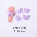 Macro detail of purple butterfly nail art charms 11x8.5mm showing aurora and matte finishes - Butterfly - Purple Mocha (L268)
