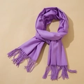 Classic light purple imitation cashmere scarf with elegant tassel trim in a long solid style - Light Purple