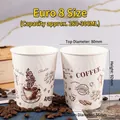 Λευκό χάρτινο ποτήρι καφέ 8oz διπλού τοιχώματος με vintage σχέδιο και κόκκους - Euro 8 (Ανάγλυφο Φλιτζάνι Καφέ)