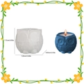 Translucent owl silicone mold and finished blue candle with detailed feather textures - Owl Candle Cup 001