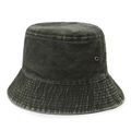 Sombrero de pescador denim gris oscuro lavado con ojales metálicos y ala reforzada - Ajustable / Negro