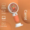 Carrot theme portable mini USB fan in orange and white with a detachable stand - Carrot Orange