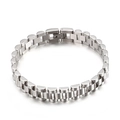 Pulsera de cadena de acero inoxidable plateada para hombre con cierre desplegable - Pulsera / Color Acero
