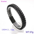 Men's double-row black woven stainless steel bracelet with a brushed matte finish - 18cm Brushed Black