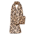 Wasserdichtes Lätzchen für Senioren in Beige mit floralem Muster und Tasche - Elegante Blumen A01