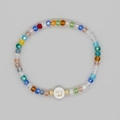 Bracciale bohémien fatto a mano con perle di cristallo colorate e ciondolo lettera W - Lettera W