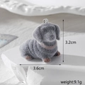 Macro detail of grey flocked dachshund charm with metal loop and 3.2cm height scale - Sitting Dachshund