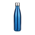 Blue double-wall stainless steel insulated sport bottle with silver metal cap - 500ml / Blue