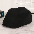 Retro black suede newsboy cap for women and men in a vintage minimalist aesthetic style - M (56-58cm) / Black